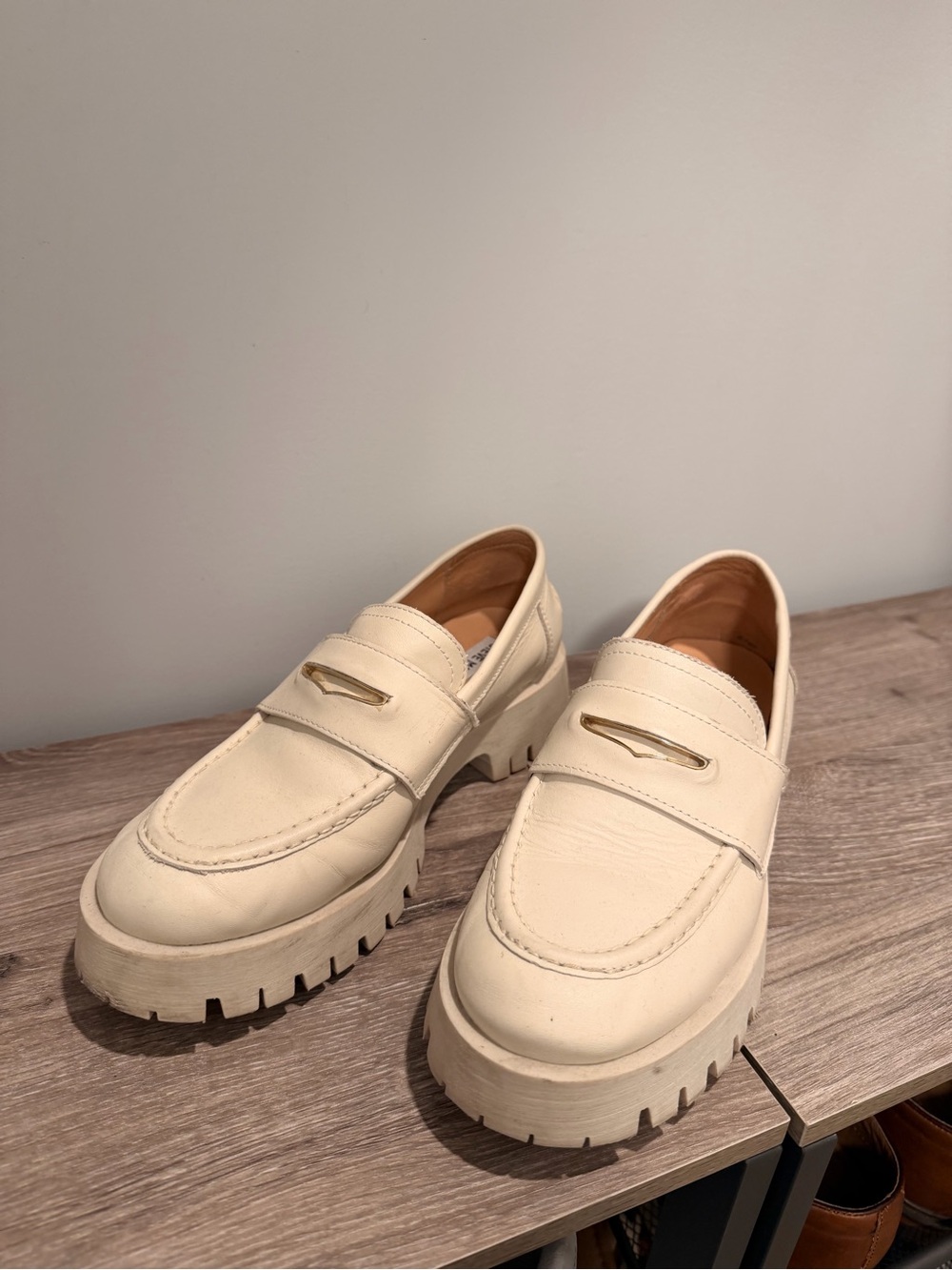 Steve Madden Cream Platform Loafers